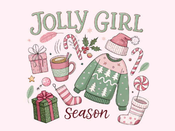 Jolly girl season png, christmas png vector clipart