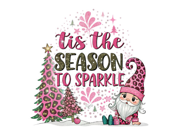 Tis the season to sparkle pink leopard sublimation t shirt designs for sale