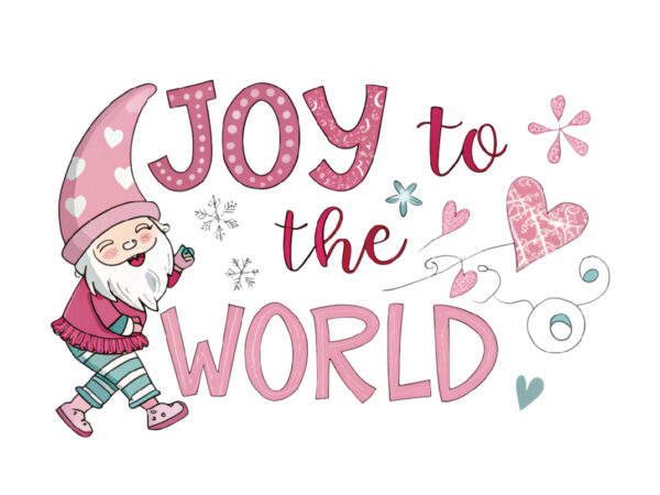 Joy to the world pink christmas vector clipart