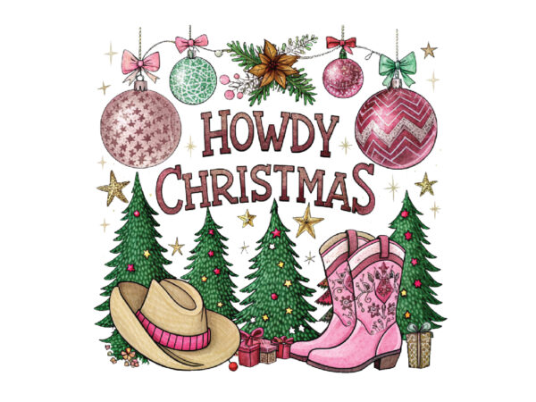 Howdy christmas pink christmas graphic t shirt