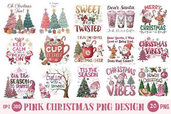 Pink christmas bundle png t shirt illustration