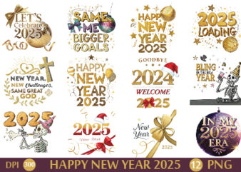 NEW YEAR 2025 PNG DESIGN BUNDLE