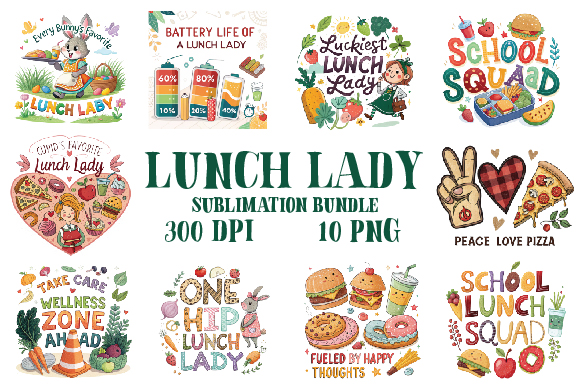 Lunch lady sublimation bundle t shirt vector graphic