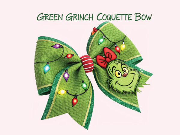 Green grinch coquette bow t shirt design template