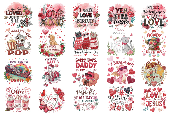 Valentine’s day bundle t shirt vector art