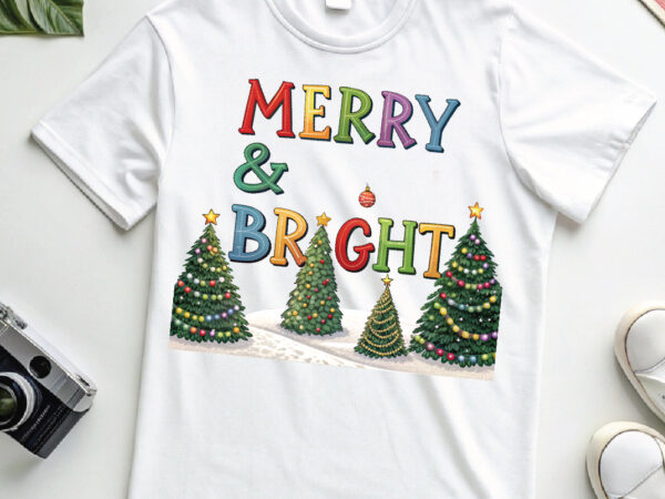 Merry and bright christmas tree coquette t shirt designs for sale