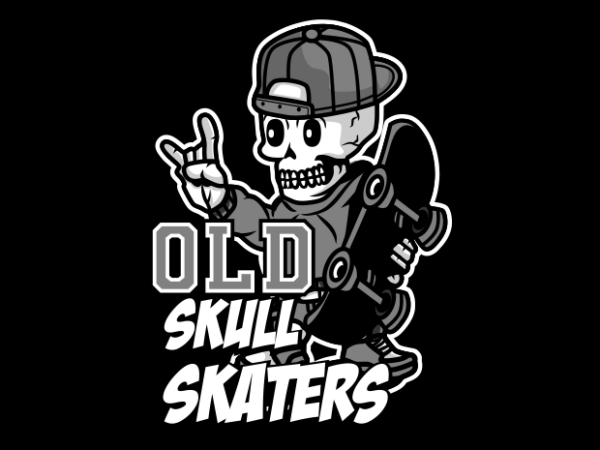 Skull skateboard cartoon t shirt template vector