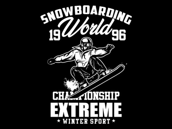 Snowboarding sport champ t shirt template vector