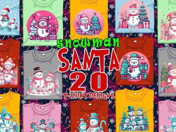 20 funny christmas snowman santa claus t-shirt design best selling bundle