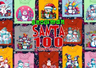 100 Popular Christmas Snowman Santa Claus t-shirt design Mega bundle