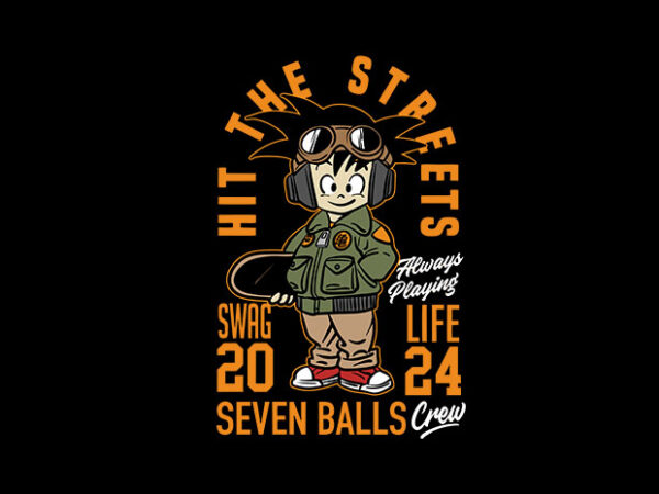 Seven balls crew t shirt template vector