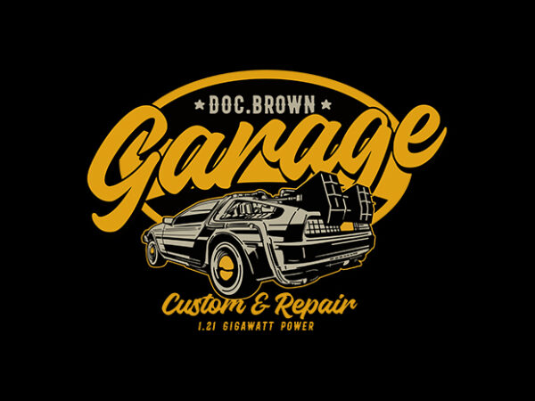 Doc brown garage t shirt vector illustration