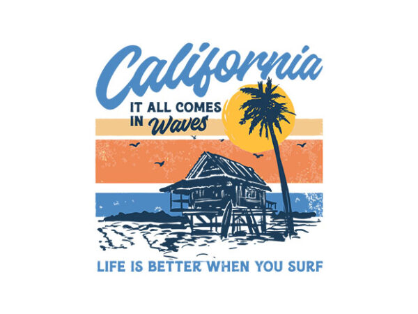 California surf t shirt vector file