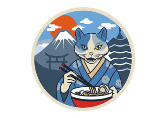 neko ramen T shirt vector artwork