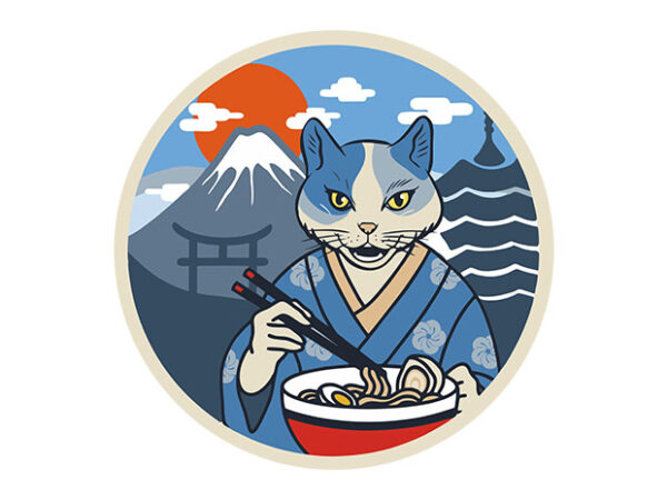 Neko ramen T shirt vector artwork