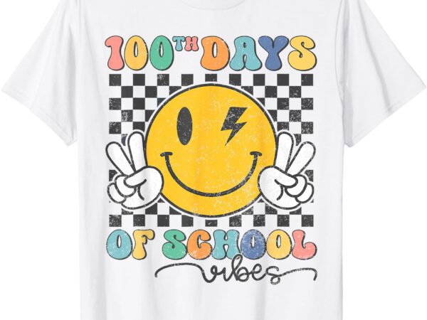 100th day of school vibes cute smile face 100 days of school t-shirt