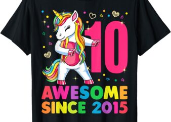 10 Years Old Unicorn Flossing 10th Birthday Girl Gift Party T-Shirt