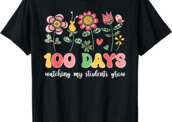 100 Days Growing Boho Flowers Teacher 100th Day of School T-Shirt