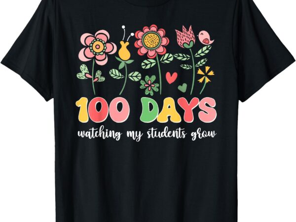 100 days growing boho flowers teacher 100th day of school t-shirt