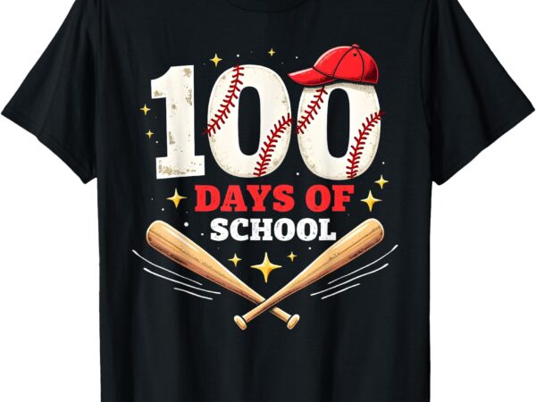 100 days of school baseball 100th day of school boys kids t-shirt