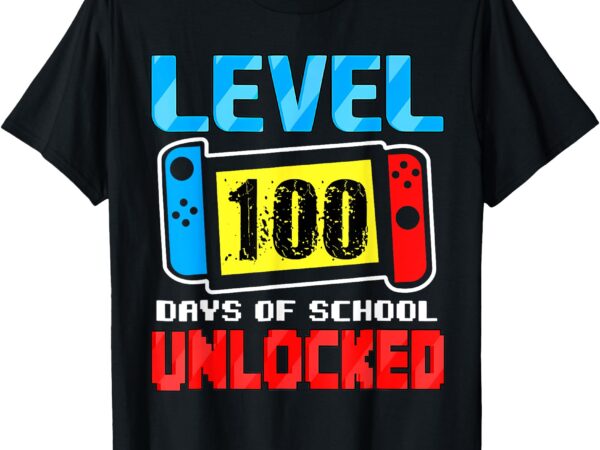 100 days of school boys 100th day of school level unlocked t-shirt