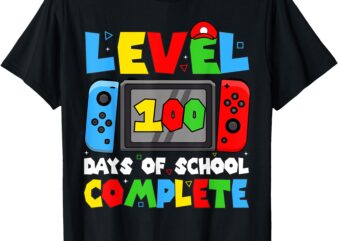 100 Days Of School Boys Gamer Level Complete Video Games T-Shirt