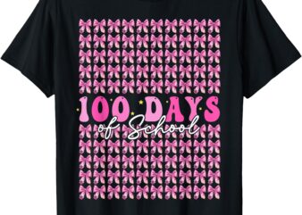 100 Days Of School Coquette Bow 100th Day of School Girls T-Shirt