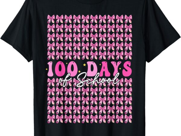 100 days of school coquette bow 100th day of school girls t-shirt