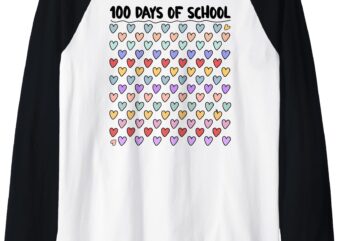 100 Days Of School Costume Girls Heart 100th Day of School Raglan Baseball Tee