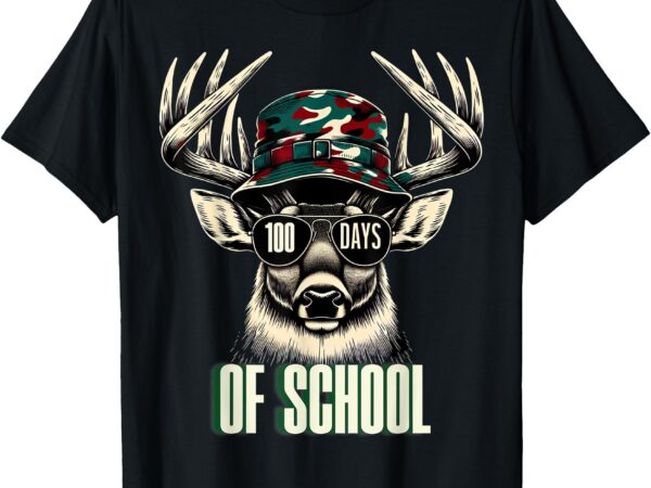 100 days of school deer student boy girls 100th day t-shirt