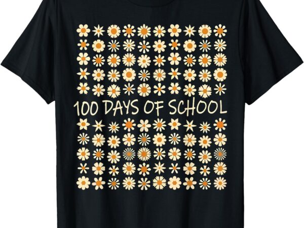 100 days of school flowers cute 100th day girls kids t-shirt