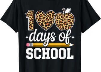 100 Days Of School Leopard Teacher Happy 100th Day Of School T-Shirt