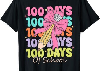 100 Days Of School Teacher Coquette Bow 100th Day Of School T-Shirtc