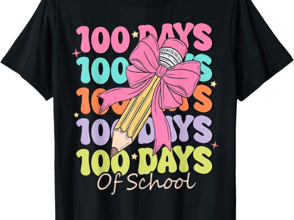 100 days of school teacher coquette bow 100th day of school t-shirtc