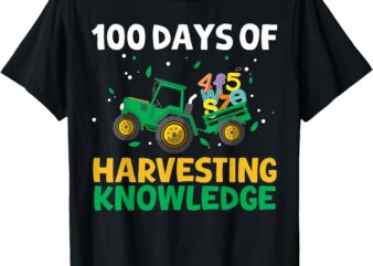 100 Days Of School Tractor Farming 100th Day Farmer Boys T-Shirt