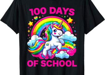 100 Days Of School Unicorn Girls Teacher 100th Day Of School T-Shirt