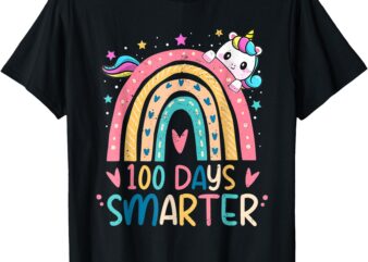 100 Days Smarter Kids Girls Unicorn 100th Day Of School T-Shirt