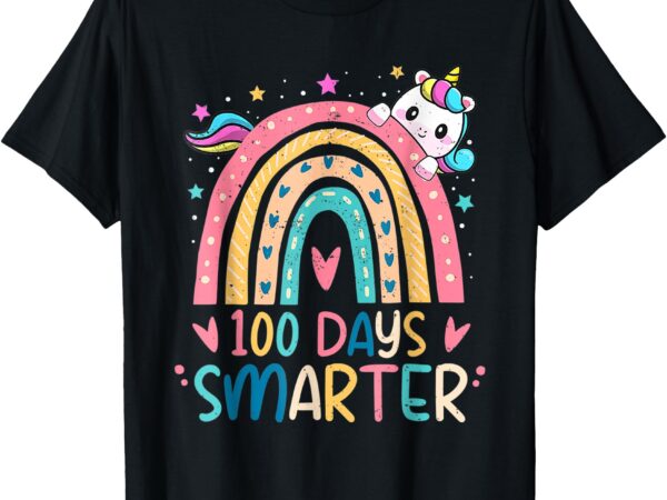 100 days smarter kids girls unicorn 100th day of school t-shirt