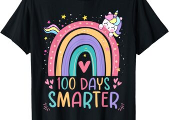 100 Days Smarter Kids Girls Unicorn Happy 100 Days of School T-Shirt