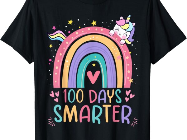 100 days smarter kids girls unicorn happy 100 days of school t-shirt