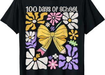 100 Days of School Coquette Teacher 100th Day Groovy Boho T-Shirt