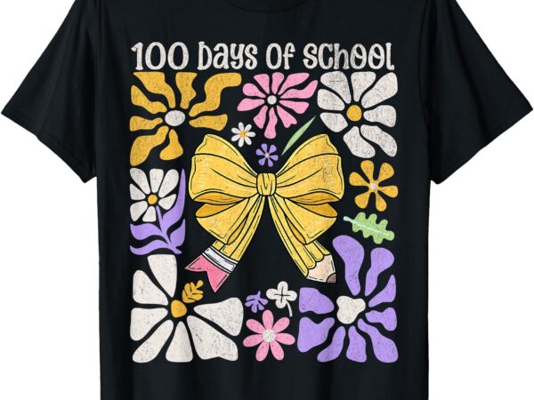 100 days of school coquette teacher 100th day groovy boho t-shirt