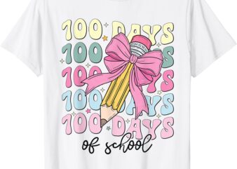 100 Days of School Girls Coquette Bow 100th Day of School T-Shirt