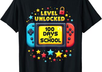 100 Days of School Level Unlocked Gamer Boys Video Games T-Shirt