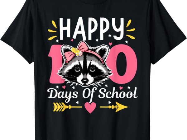 100days of school raccoon 100th day smarter teacher kids t-shirt