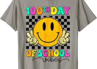 100th Day Of School Vibes Cute Smile Face 100 Days Of School T-Shirt