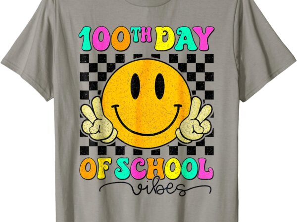 100th day of school vibes cute smile face 100 days of school t-shirt