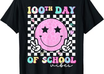 100th Day of School Vibes Cute Groovy 100 Days of School Kid T-Shirt