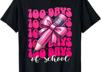 100th Days Of School Girls Coquette Bow 100 Day of School T-Shirt