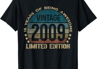 16 Year Old Gifts Vintage 2009 Limited Edition 16th Birthday T-Shirt